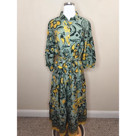 Figueroa & Flower Floral Maxi Dress Belted Puff Sleeve - Picture 1 of 13